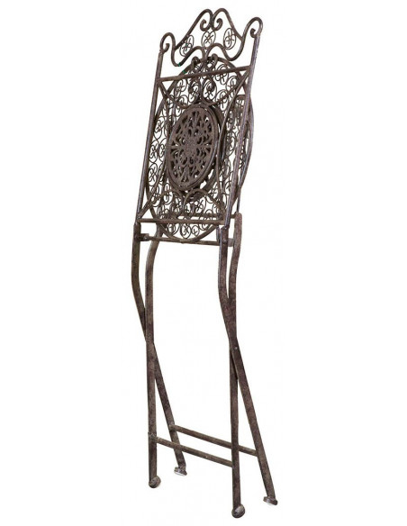 Sedia pieghevole in ferro battuto pieno finitura ruggine anticata diam.39x96 cm