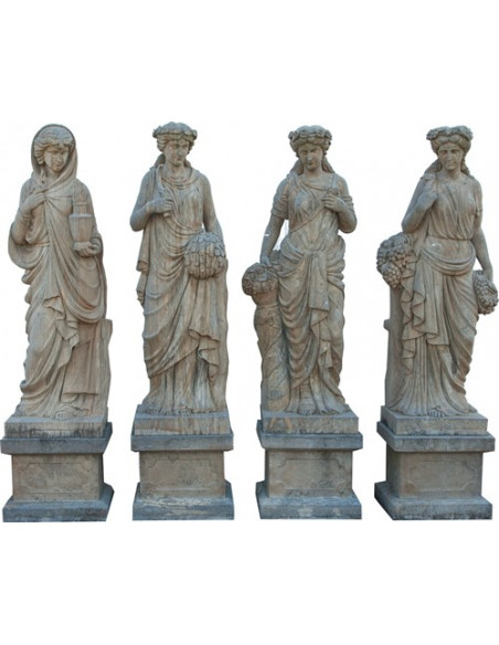 Set statue quattro stagioni in pietra L56xPR56xH225 cm