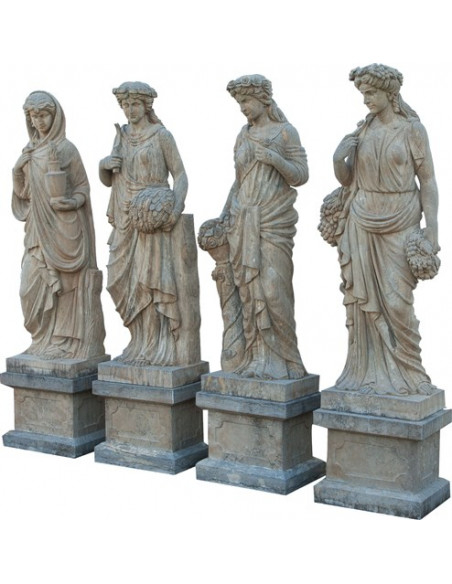 Set statue quattro stagioni in pietra L56xPR56xH225 cm