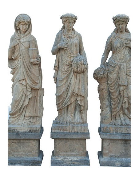 Set statue quattro stagioni in pietra L56xPR56xH225 cm