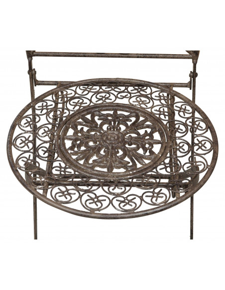 Cadeira de ferro forjado dobrável completo acabamento antiqued ferrugem diam.39x96 cm