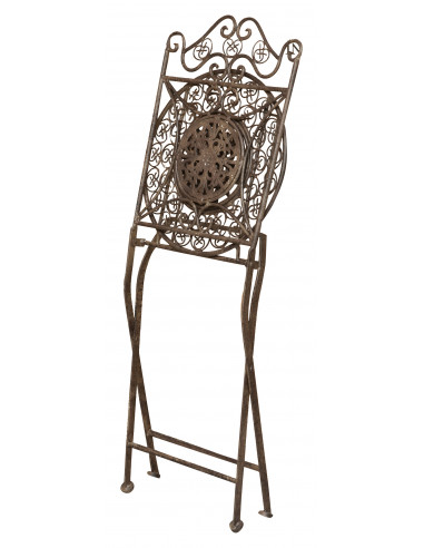 Cadeira de ferro forjado dobrável completo acabamento antiqued ferrugem diam.39x96 cm Cadeira de ferro forjado dobrável completo acabamento antiqued ferrugem diam.39x96 cm