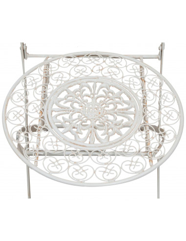 Cadeira dobrável em ferro forjado com acabamento branco antigo diam.39x96 cm Cadeira dobrável em ferro forjado com acabamento branco antigo diam.39x96 cm