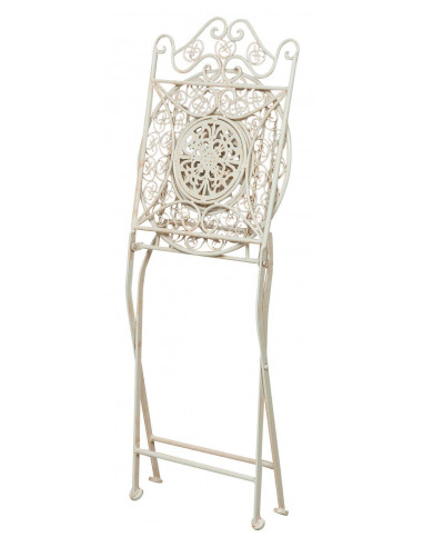 Cadeira dobrável em ferro forjado com acabamento branco antigo diam.39x96 cm Cadeira dobrável em ferro forjado com acabamento branco antigo diam.39x96 cm