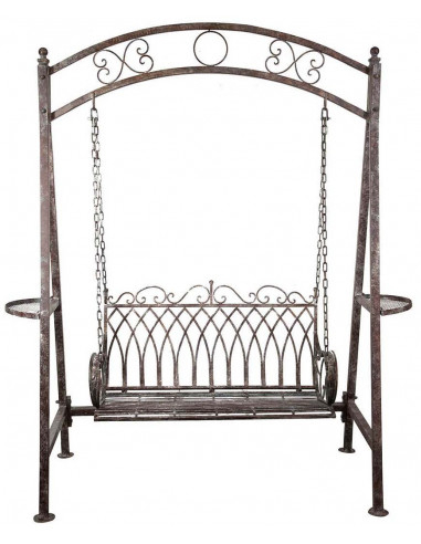 Dondolo a due posti in ferro battuto finitura ruggine anticata L198xPR100xH220 cm