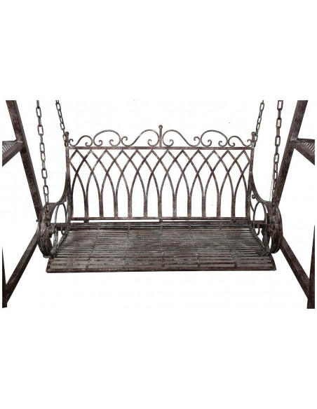 Dondolo a due posti in ferro battuto finitura ruggine anticata L198xPR100xH220 cm