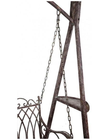 Dowel de dois assentos forjado ferro acabamento antigo ferrugem L198xPR100xH220 cm