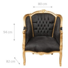 Poltrona de estilo francês Louis XVI em sólida Wood Wood L82XPR80XH94 CM 2