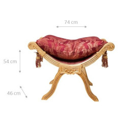 Panchetta stile francese Luigi XVI in legno massello di faggio L74XPR46XH54 cm 2