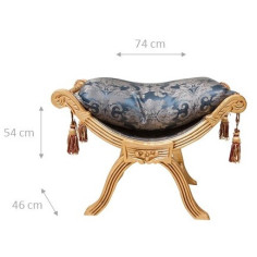 Panchetta stile francese Luigi XVI in legno massello di faggio L74XPR46XH54 cm 2