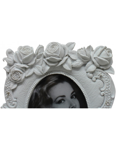 Moldura fotográfica independente em resina com acabamento branco antigo L14,5xDP3xA19,5 cm Moldura fotográfica independente em resina com acabamento branco antigo L14,5xDP3xA19,5 cm