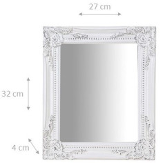Espelho suspenso vertical/horizontal 27x3x32 cm acabamento branco antigo 2
