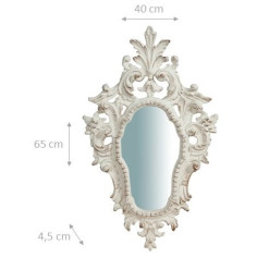 Specchiera da parete in legno finitura bianco anticato Made in Italy L40xPR4,5xH65 cm - Biscottini.it 2
