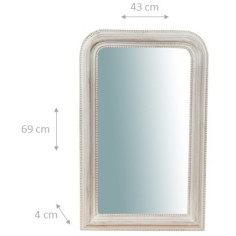 Espelho de parede de madeira com acabamento branco antigo Fabricado na Itália L43XDP3,5XH69 cm 2