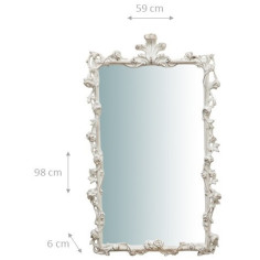 SPECCHIERA DA PARETE IN LEGNO FINITURA FOGLIA BIANCO ANTICATO L59XPR6XH98 CM. MADE IN ITALY 2
