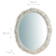 Espelho de parede vertical/horizontal de madeira com acabamento branco antigo Made in Italy L78xDP7xH98cm - Biscottini.it 2