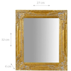 Espelho suspenso vertical/horizontal 27x3x32 cm acabamento em ouro antigo 2