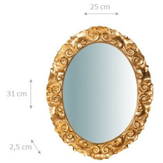 Specchiera da parete in legno finitura foglia oro anticato made in italy L25XPR2,5XH31 cm 2