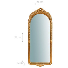 Espelho de parede de madeira com acabamento em folha de ouro antigo Fabricado na Itália L28XDP3,5XH69 cm 2