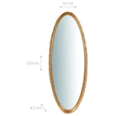 Specchiera da parete in legno finitura foglia oro anticato Made in Italy L52XPR4,5XH133 cm 2