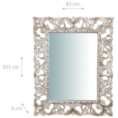 SPECCHIERA DA PARETE IN LEGNO FINITURA FOGLIA ARGENTO L82XPR6XH101 CM. MADE IN ITALY 2