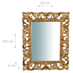 Specchiera da parete verticale/orizzontale in legno finitura foglia oro anticato Made in Italy L74xPR6xH94 cm - Biscottini.it 2