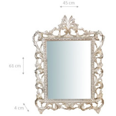 SPECCHIERA DA PARETE IN LEGNO FINITURA FOGLIA ARGENTO L45XPR4XH61 CM. MADE IN ITALY 2