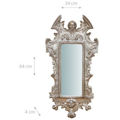 SPECCHIERA DA PARETE IN LEGNO FINITURA FOGLIA ARGENTO ANTICATO L34XPR4XH64 CM. MADE IN ITALY 2