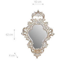 SPECCHIERA DA PARETE IN LEGNO FINITURA FOGLIA ARGENTO ANTICATO L42xPR4xH62CM. MADE IN ITALY 2
