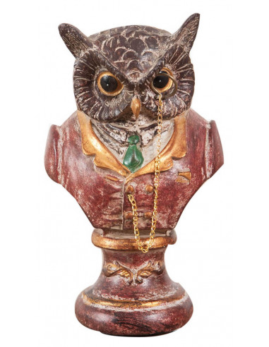 Busto de coruja em resina pintada L8xDP6,5xA13,5 cm