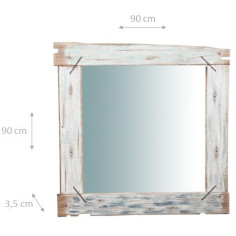 Specchio da parete in legno massello L90XPR3,5XH90 cm 2