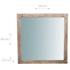 Specchio da parete in legno massello L90XPR3XH90 cm 2