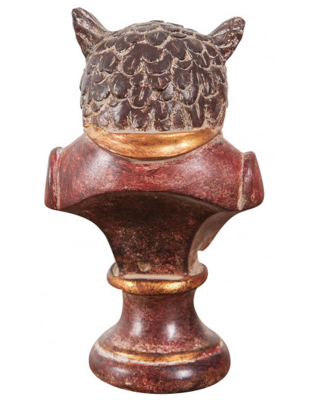 Busto de coruja em resina pintada L8xDP6,5xA13,5 cm