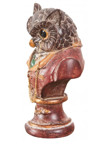 Busto di gufo in resina dipinto L8xPR6,5xH13,5 cm Busto di gufo in resina dipinto L8xPR6,5xH13,5 cm