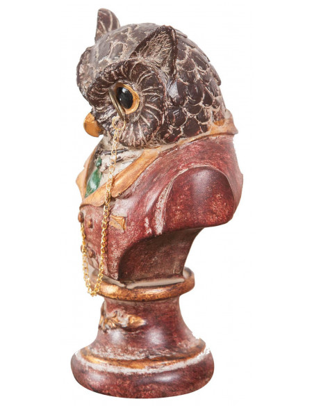 Busto de coruja em resina pintada L8xDP6,5xA13,5 cm