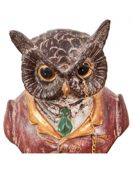 Busto de coruja em resina pintada L8xDP6,5xA13,5 cm