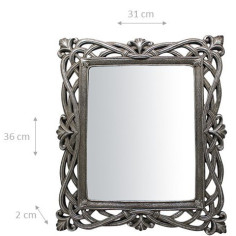 Specchiera verticale/orizzontale da appoggio e da appendere 31x2x36 cm finitura argento anticato 2
