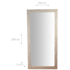 Specchiera a muro rettangolare in legno massello di tiglio finitura crema 100x3x200 cm 2