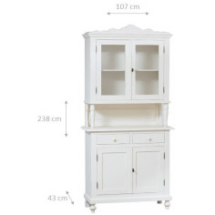 Aparador vitrine em madeira maciça de limão com acabamento branco antigo 107x43x238 cm 2