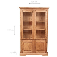 Country Showcase em madeira maciça de acabamento natural de Linden 120x37x197 cm 2