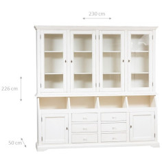 Libreria  Country in legno massello di tiglio finitura bianca anticata 230x50x226 cm 2