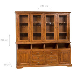 Libreria  Country in legno massello di tiglio finitura noce 230x50x226 cm 2