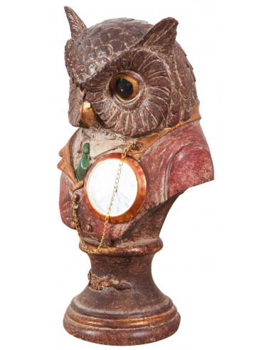 Gufo con orologio in resina dipinta L10xPR10xH18 cm Gufo con orologio in resina dipinta L10xPR10xH18 cm