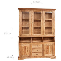 Libreria  Country in legno massello di tiglio finitura naturale 172x50x226 cm 2