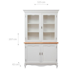 Credenza in legno massello di tiglio struttura bianca piano finitura naturale 125x42x207 cm 2