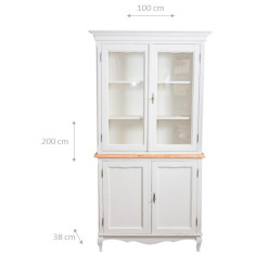 Credenza in legno massello di tiglio struttura bianca piano finitura naturale 100x38x200 cm 2