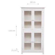 Vitrina country em madeira maciça de limão com acabamento branco antigo 68x25x130 cm 2