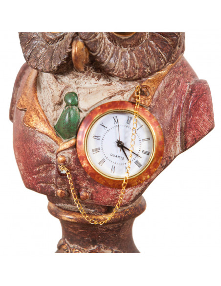 Gufo con orologio in resina dipinta L10xPR10xH18 cm