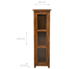 Vitrine de pays en bois de tilleul massif, finition naturelle 40x25x130 cm. Fabriqué en Italie 2