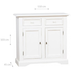 Aparador country em madeira maciça de limão com acabamento branco antigo 110x45x103 cm 2